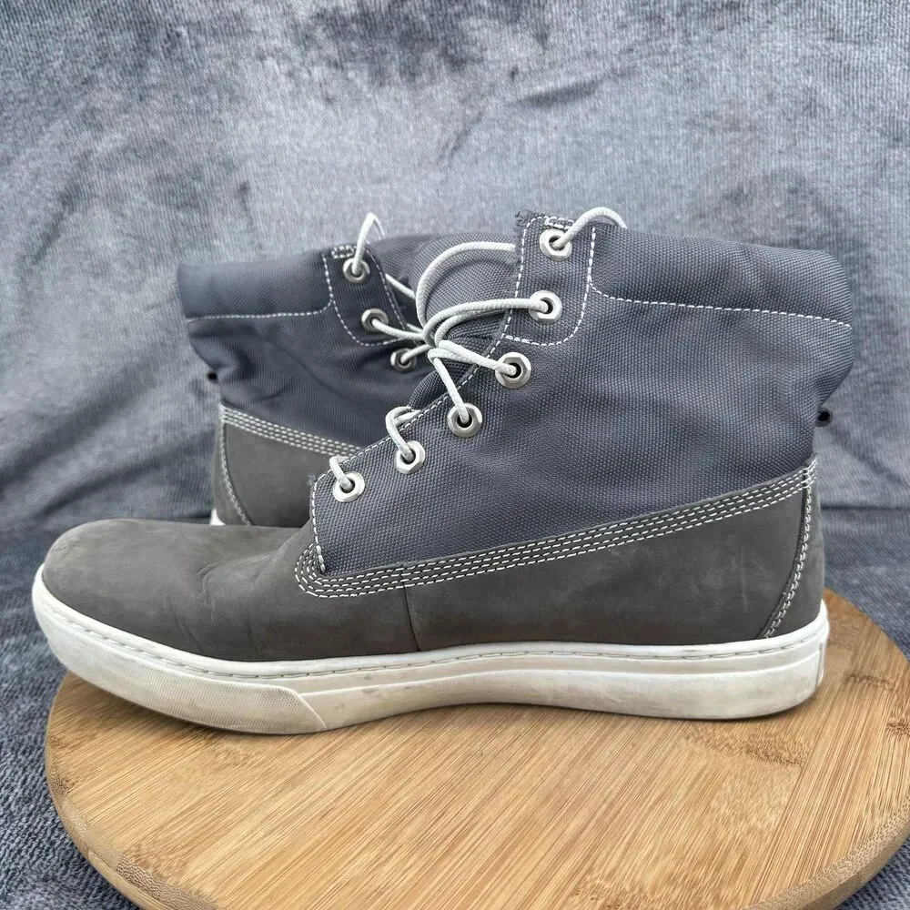 Timberland Chukka Boots Mens Size 10.5 Gray Leather Canvas Lace Up High Top